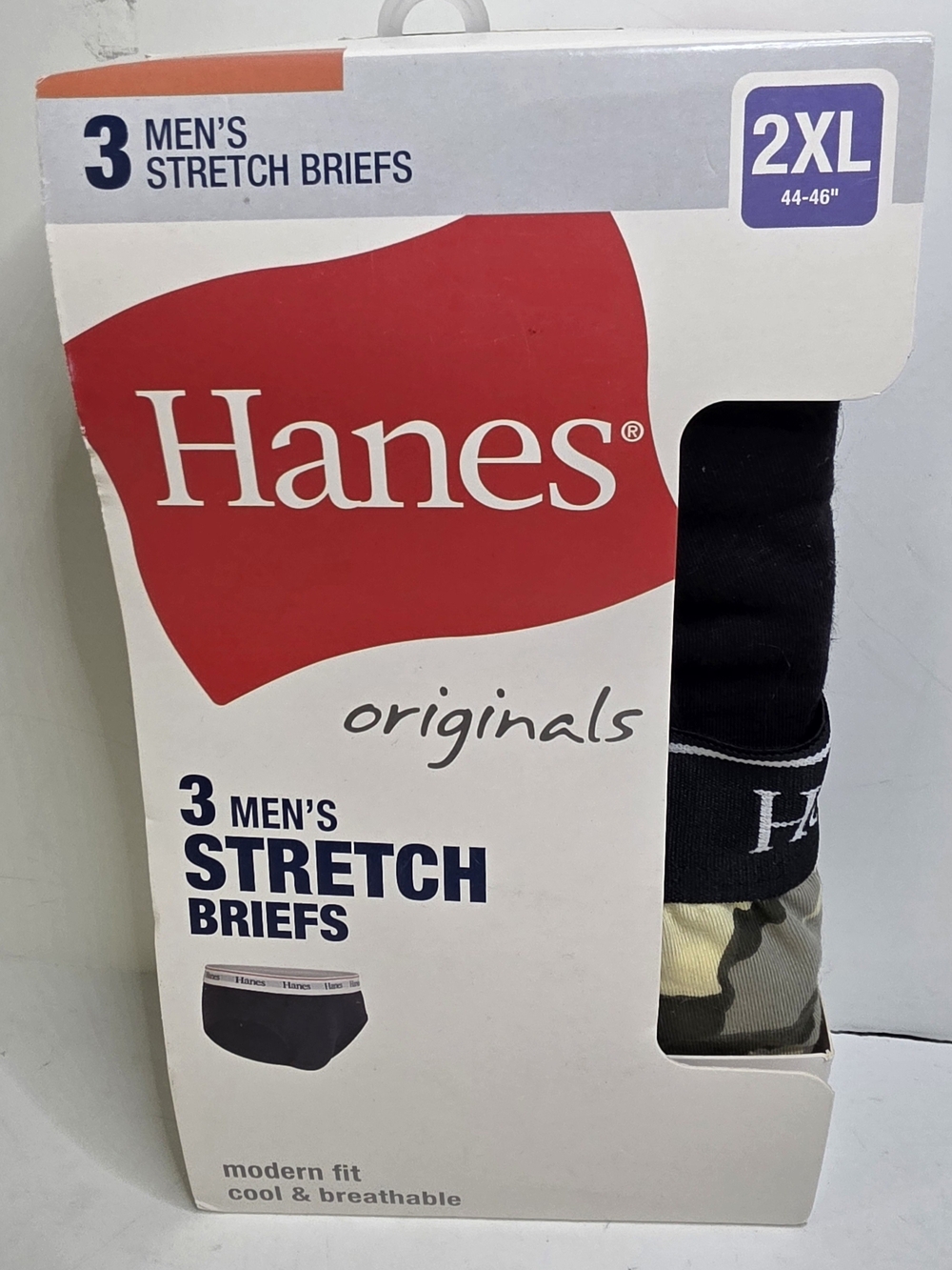Hanes Originals 3pk Stretch Briefs  Mens 2XL Camo/Black/Grey